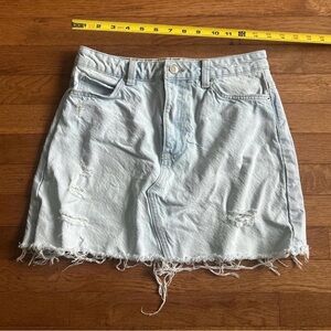 Zara Light Blue Distressed Denim Skirt